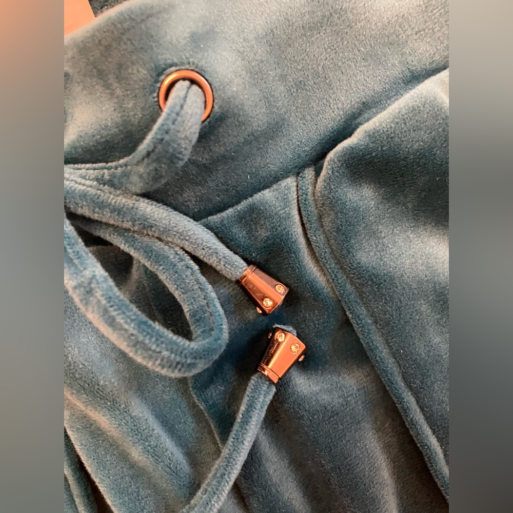 Cable & Gauge Velour Drawstring Pants Aquamarine with Swarovski crystals - Picture 2 of 5
